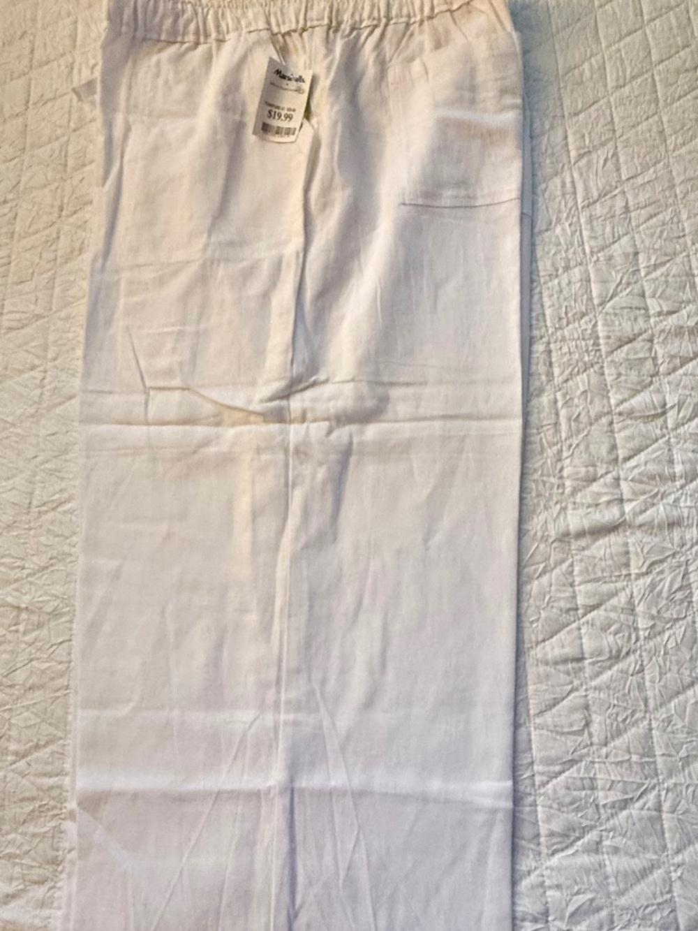 Casa Cabana brand White cropped, wide leg linen pants, XXL